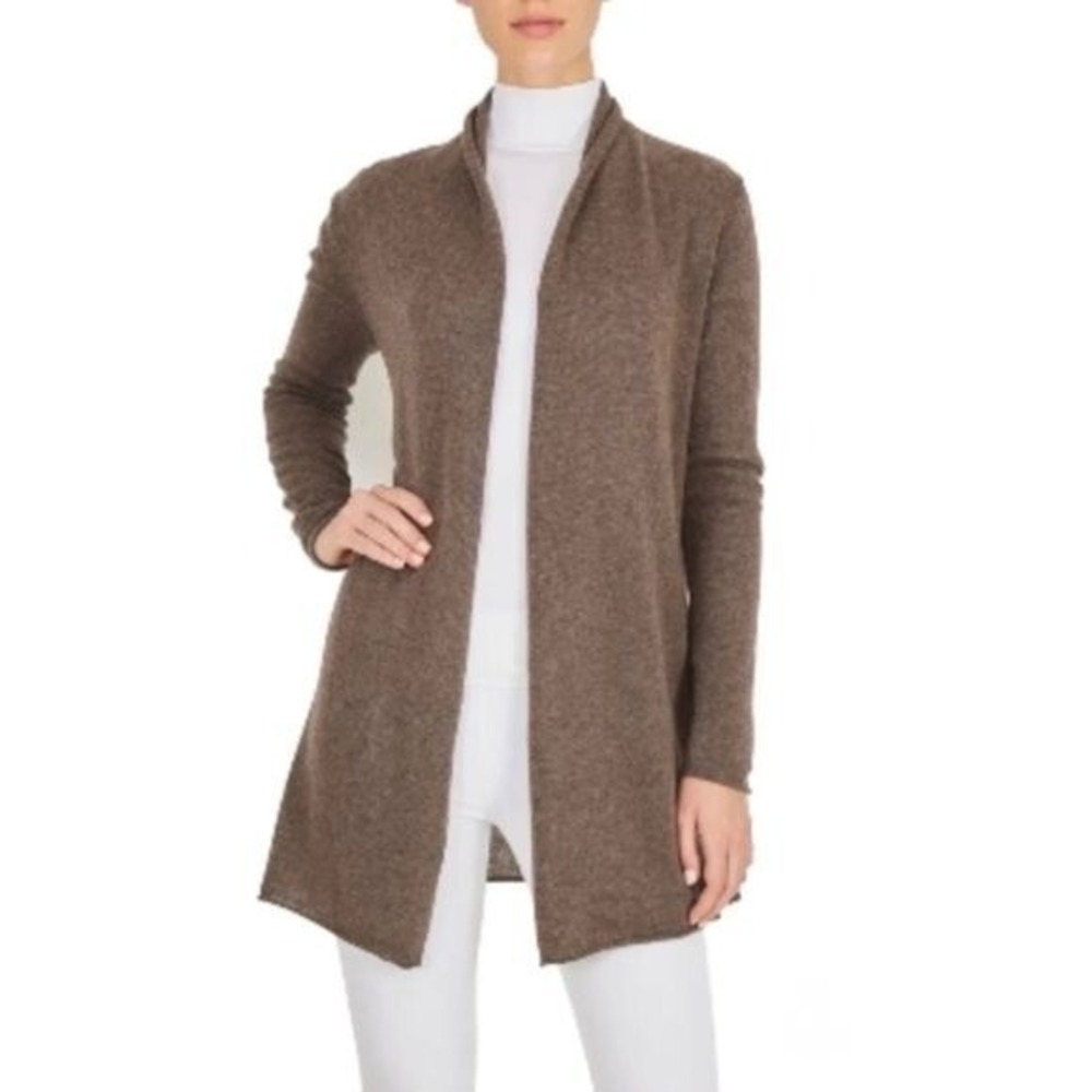 Beryll || Open Front Cashmere Cardigan Long Brown NWT‎ OSFM